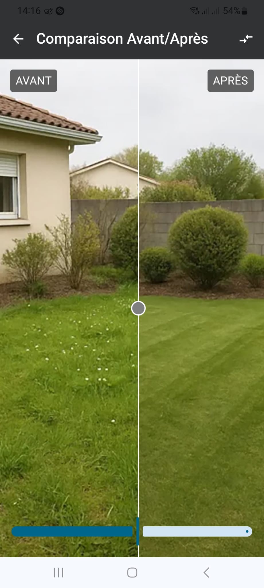 Comparaison avant/après d'un chantier dans Photo NOTES