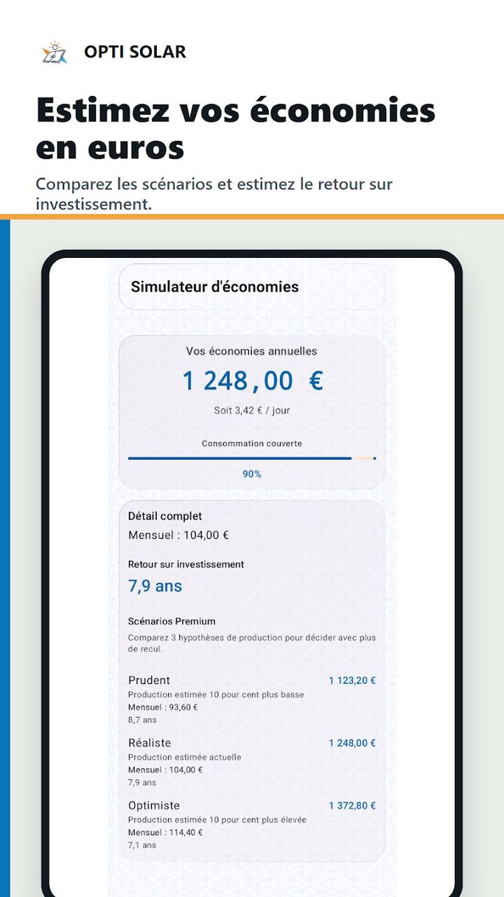 Simulateur d'économies : 1 248 € par an, retour sur investissement 7,9 ans