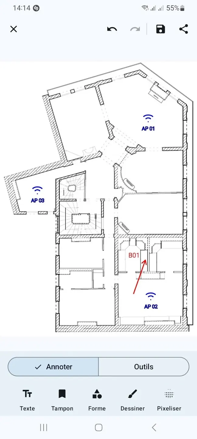 Plan de chantier annoté dans Photo NOTES